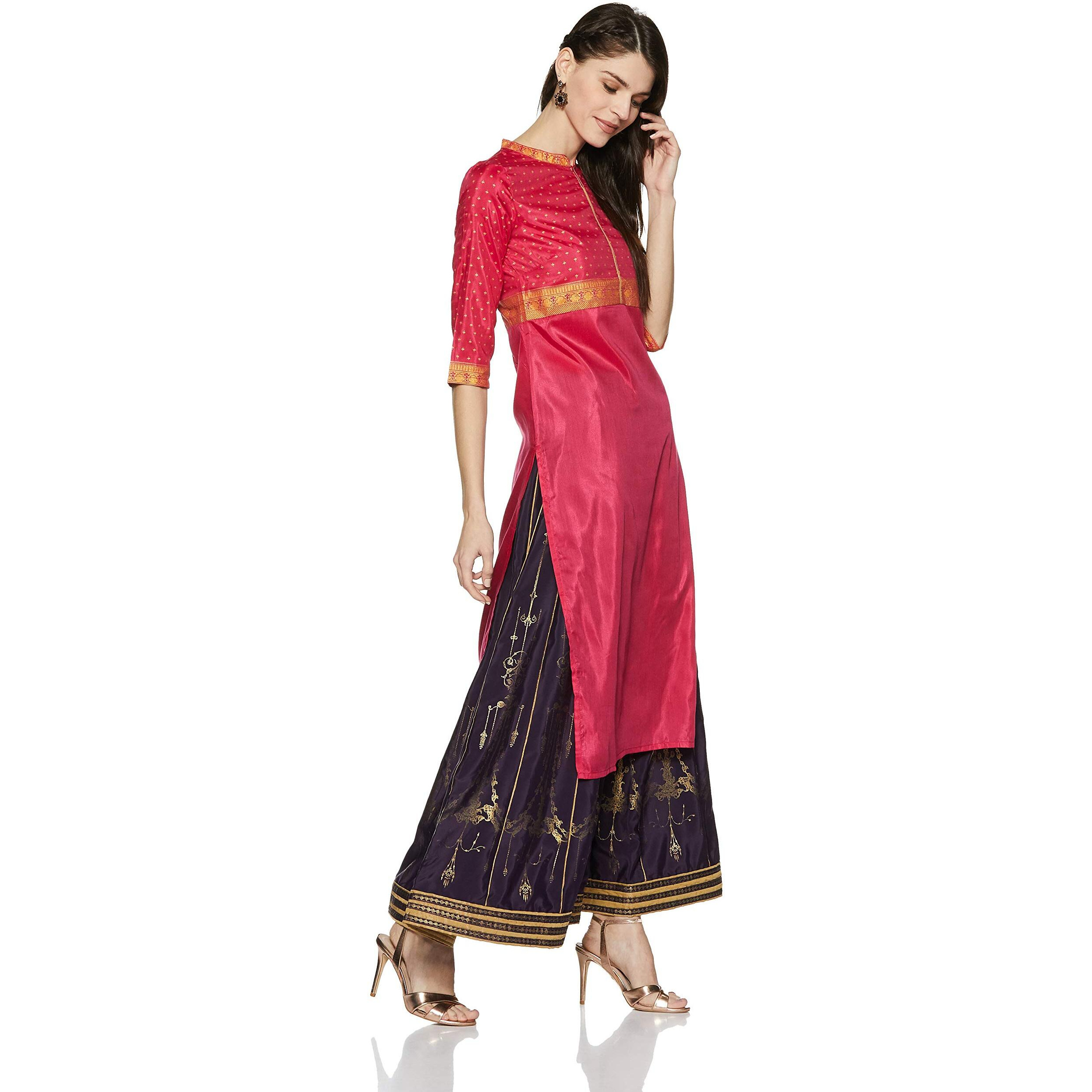 Aurelia Women's Straight Kurta (18Aua10156-100525_Pink_X-Large)