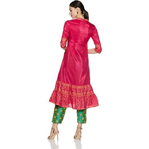 Aurelia Women's Synthetic Kurta (18Aua10140-200238_Pink_Xx-Large)