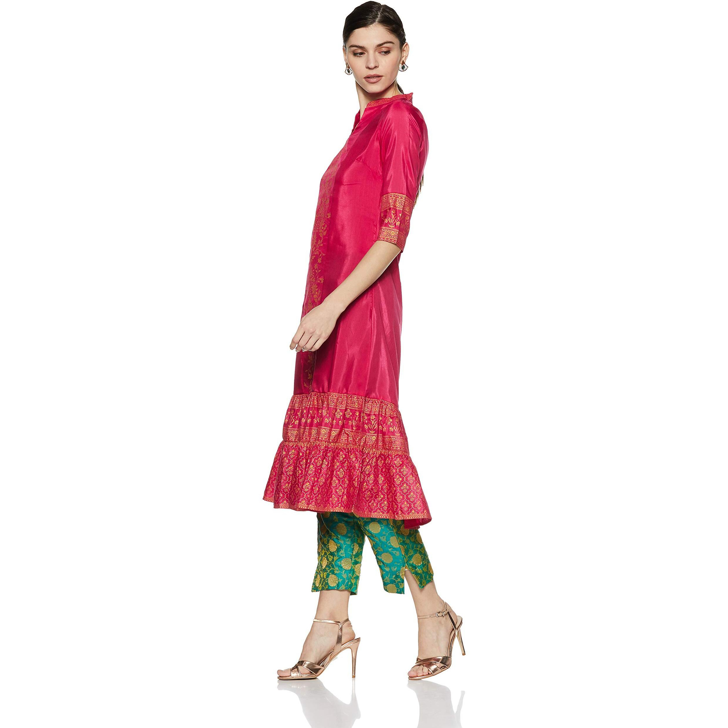 Aurelia Women's Synthetic Kurta (18Aua10140-200238_Pink_Xx-Large)