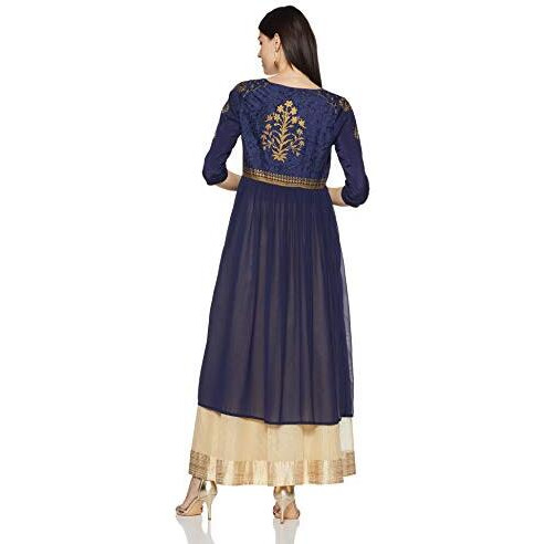 Aurelia Women's Synthetic Kurta (18Aua30009-100434_Blue_Medium)