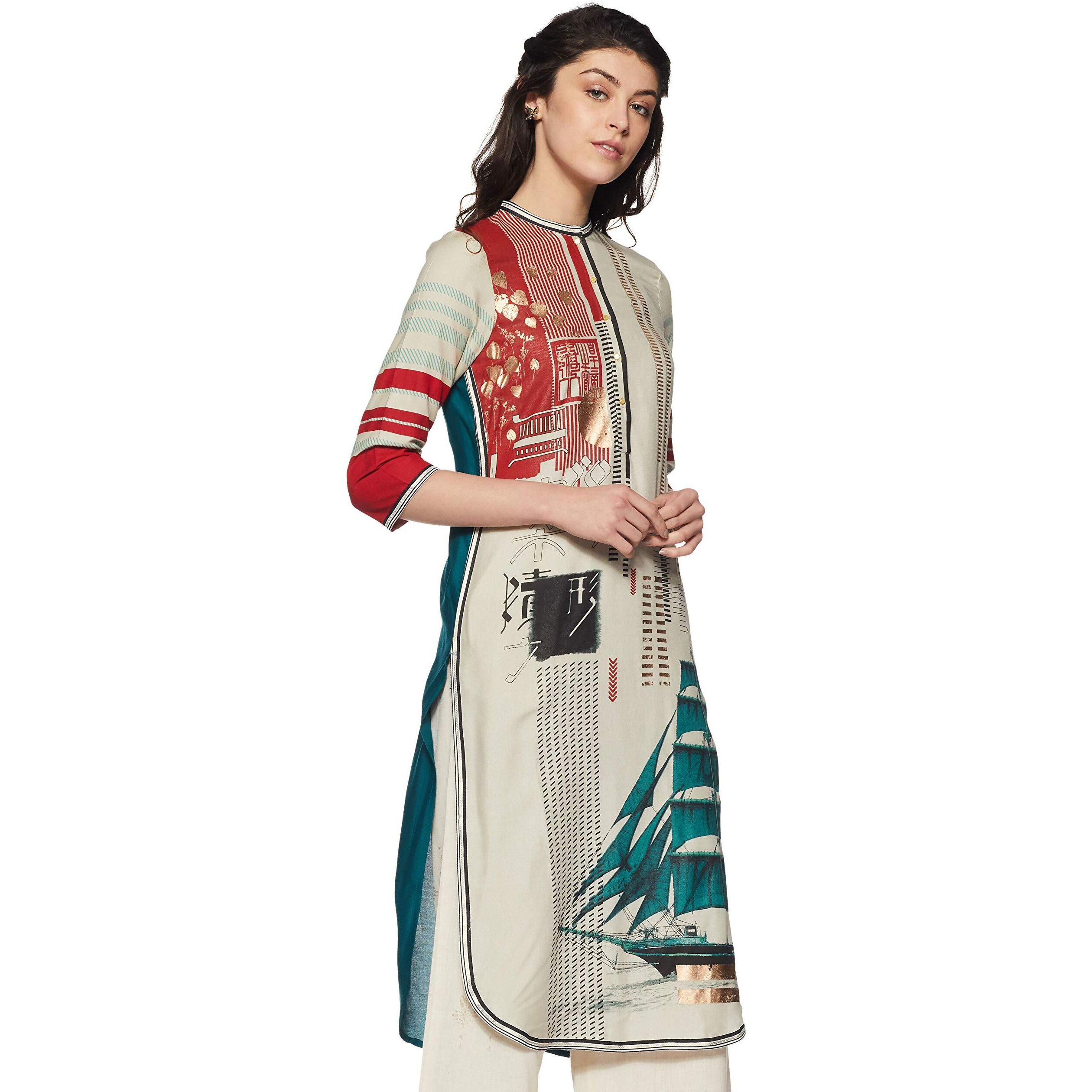 W For Woman Women's Synthetic Solid Regular Kurta (18Auw11035-110163_White_Xs (6))