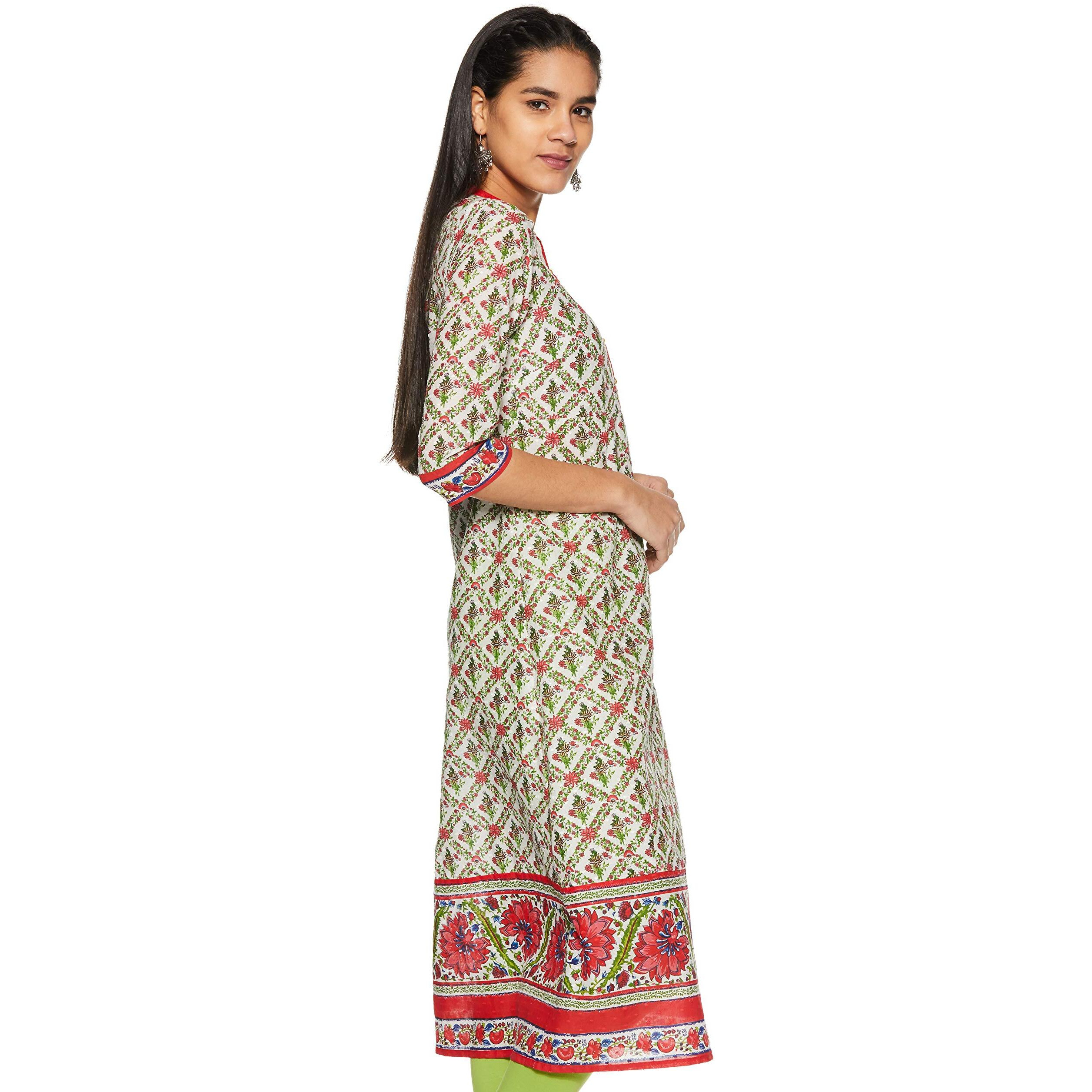 Aurelia Women's Cotton Kurta (18Aua10161-100066_Green_Medium)