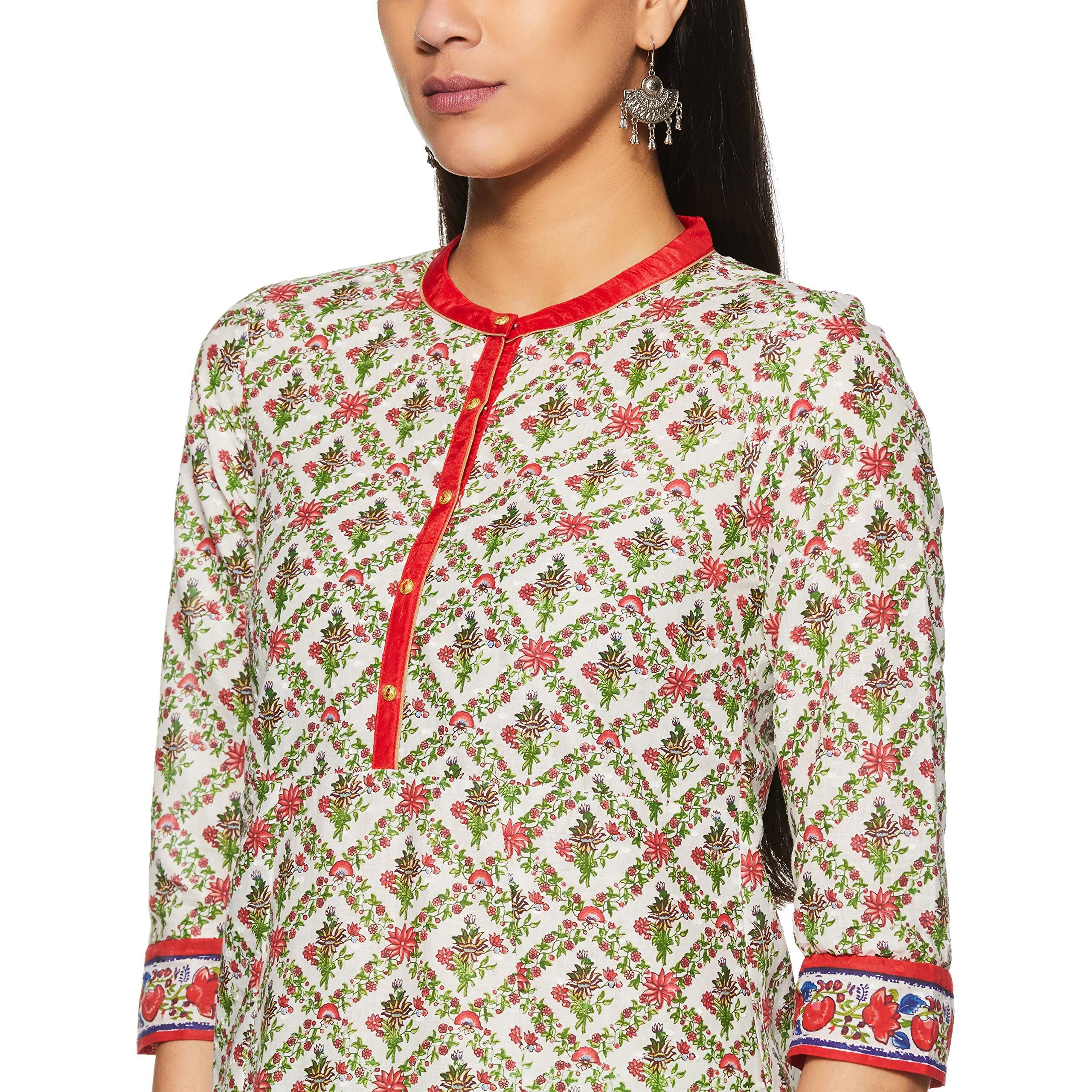 Aurelia Women's Cotton Kurta (18Aua10161-100066_Green_Medium)