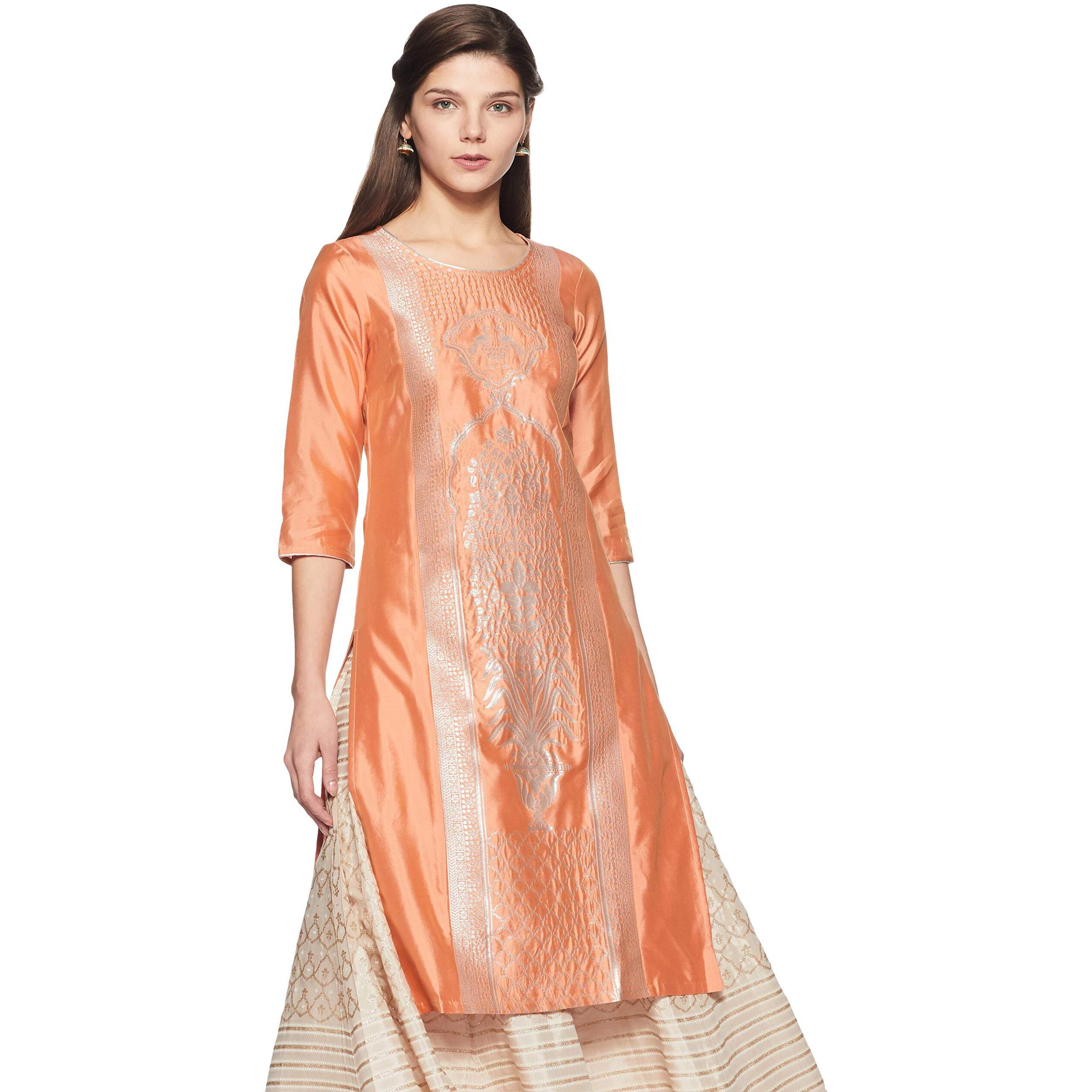 Aurelia Women's Straight Kurta (18Aua10042-300495_Orange_Large)
