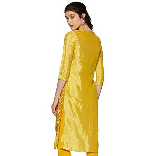 W For Woman Women's Synthetic Kurta (18Auw11527-110553_Yellow_S (8))
