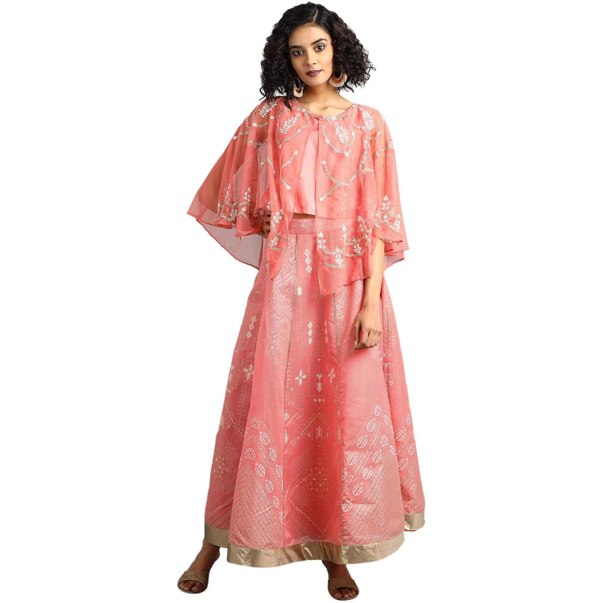 W For Woman Women's Synthetic Salwar Suit Set (18Auws30041-210437_Pink_Xs (6))