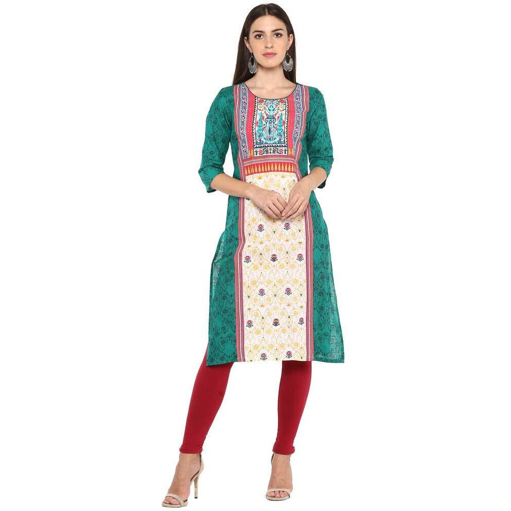 Aurelia Women's Straight Kurta (18Aua10229-100438_Green_S)