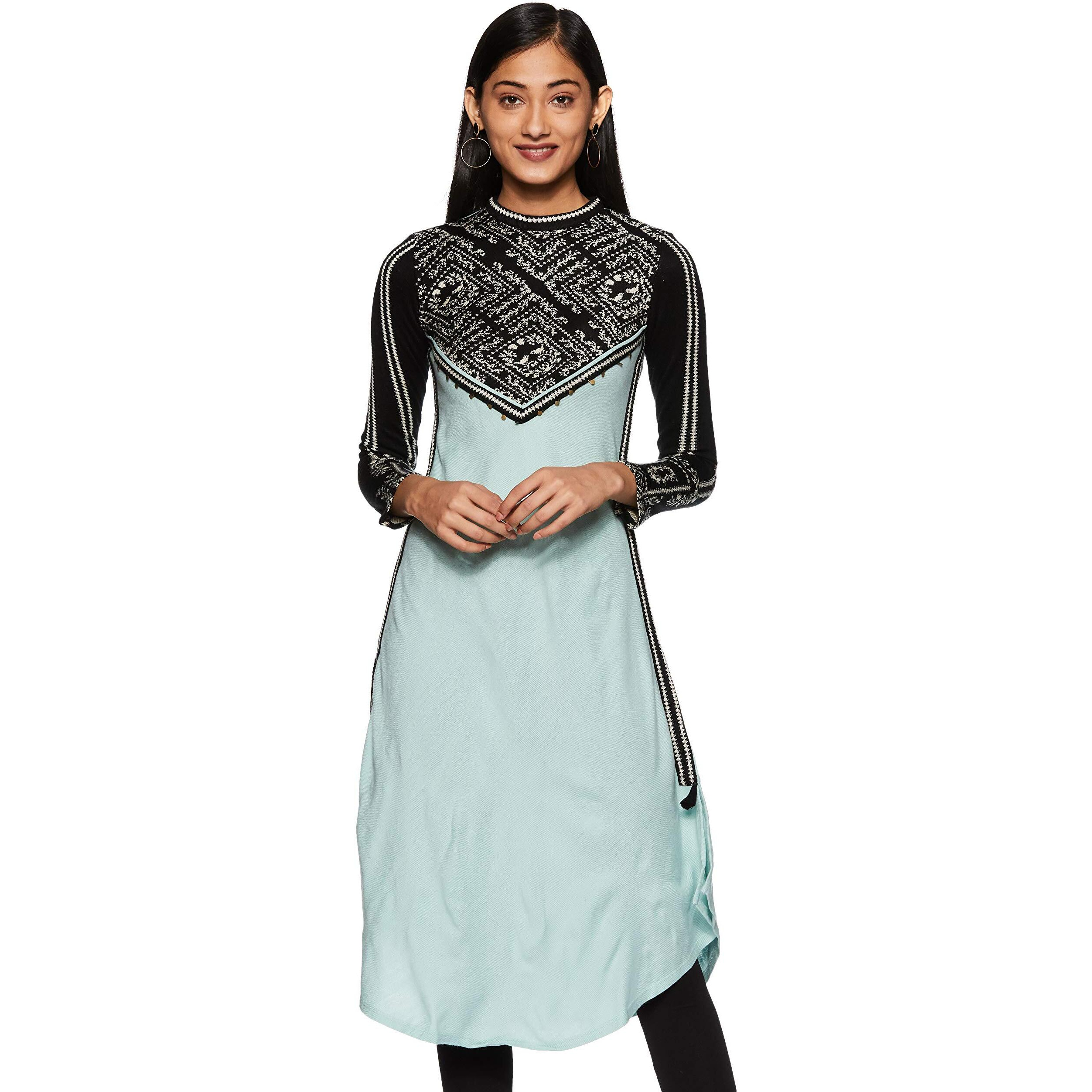 W For Woman Women's Wool Kurta (18Now11559-210449_Green_6)