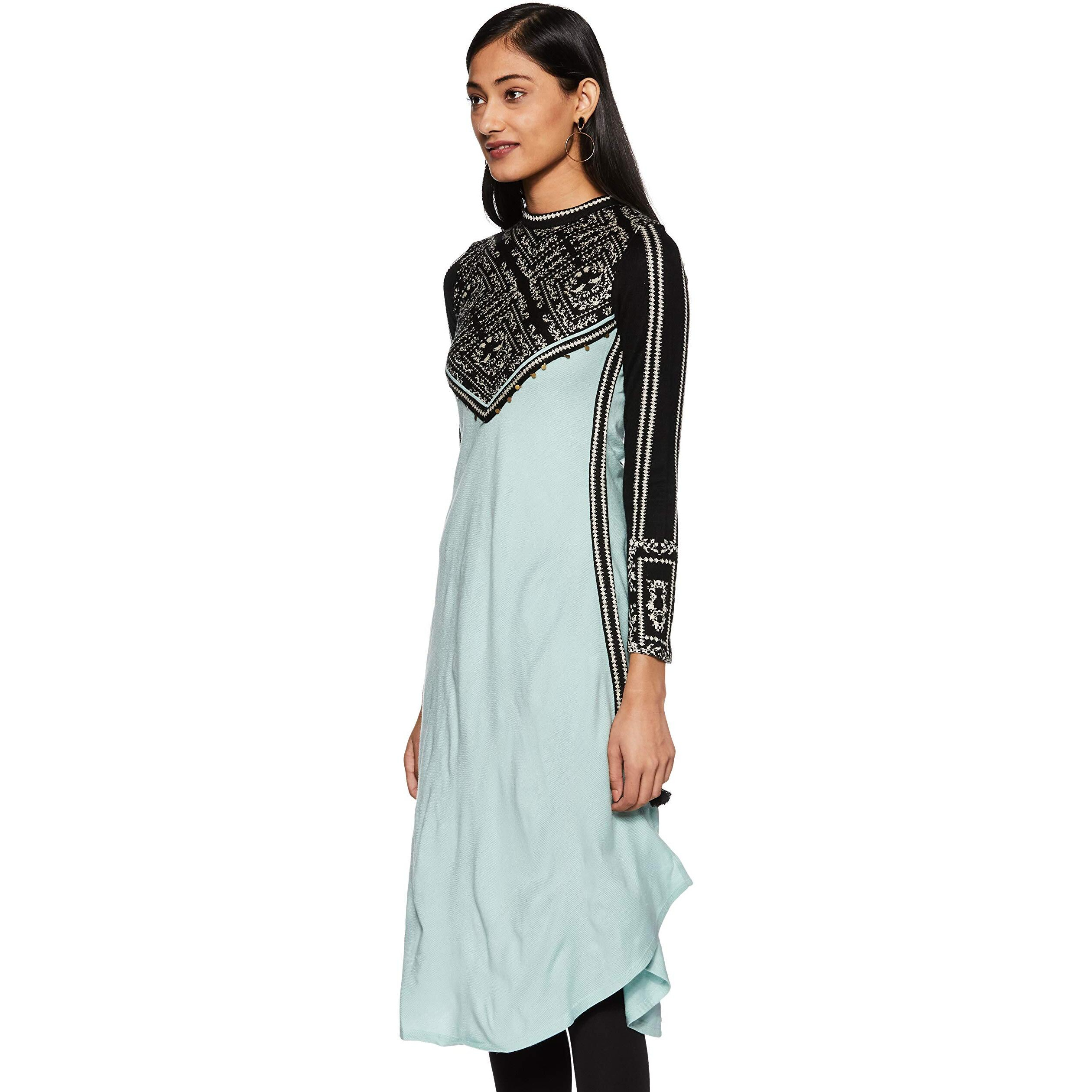 W For Woman Women's Wool Kurta (18Now11559-210449_Green_6)