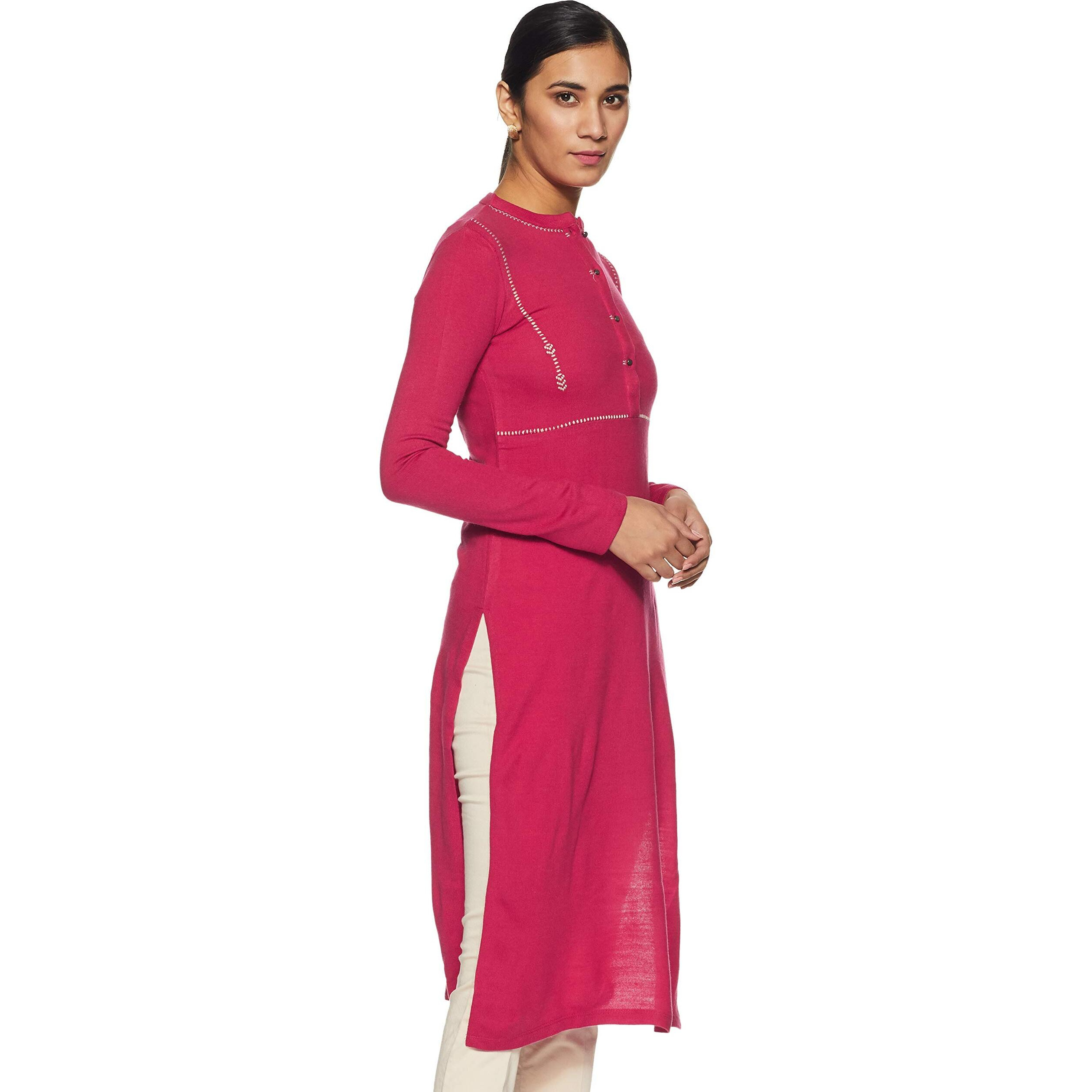 W For Women Straight Winter Kurta (18Now11563-210448_Pink_6)