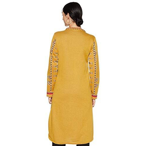 W For Women Straight Winter Kurta (18Now11568-310305_Yellow_6)