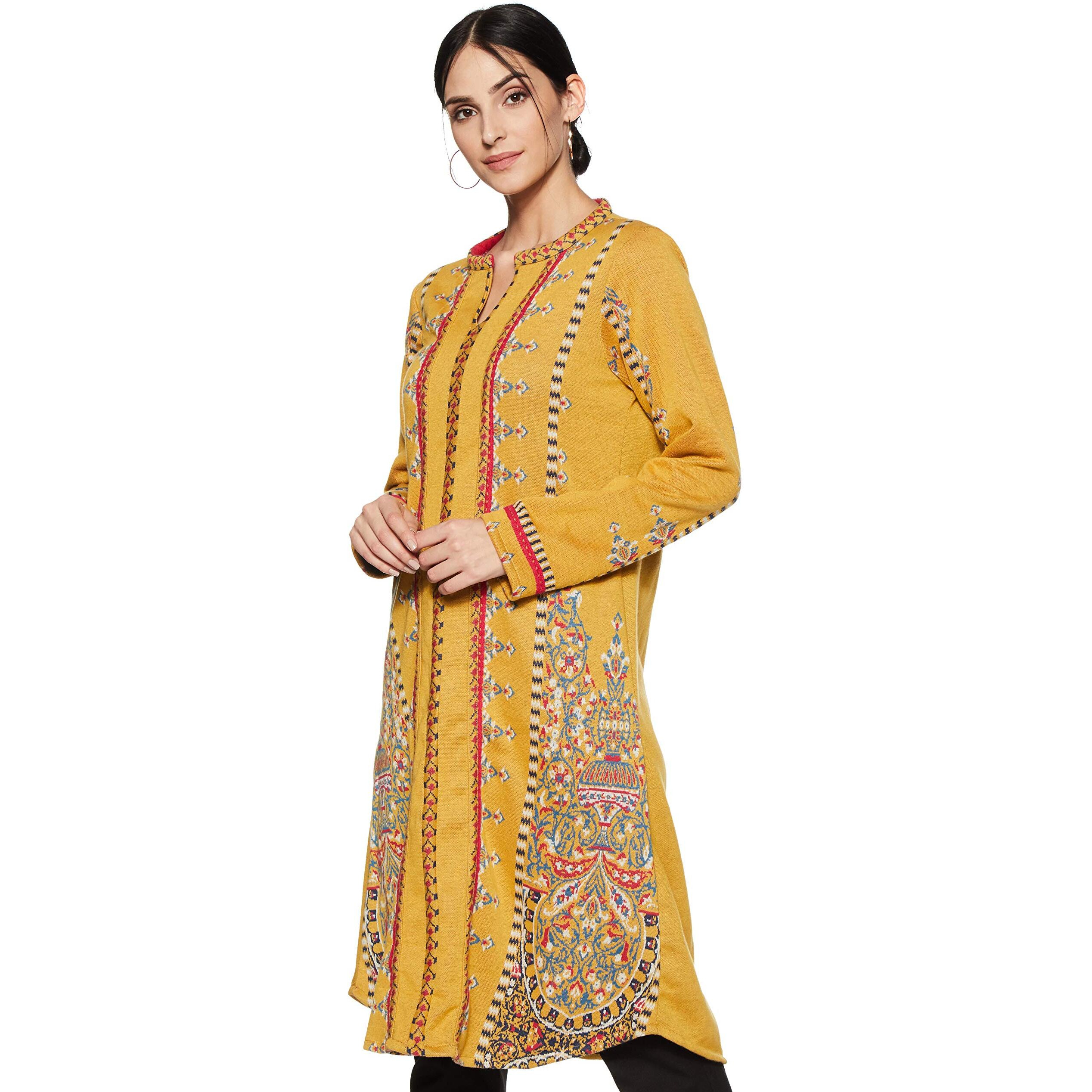 W For Women Straight Winter Kurta (18Now11568-310305_Yellow_6)