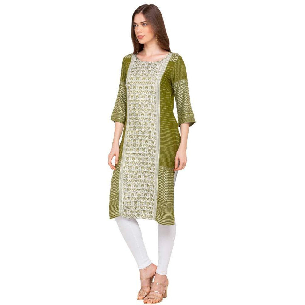 Aurelia Women's Synthetic Kurta (19Fea10420-700108_Green_X-Small)