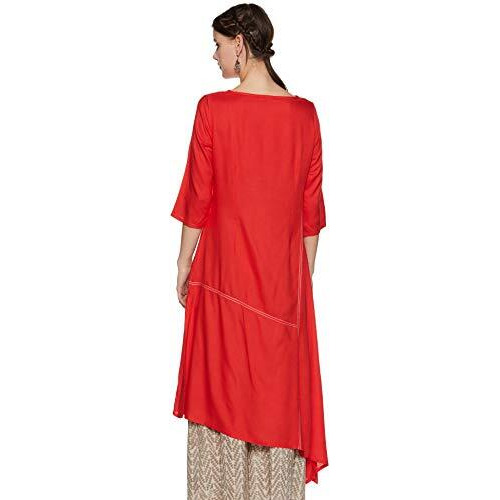 W For Woman Women's Asymmetrical Hemline Kurta (19Few12039-P111610_Red_6)