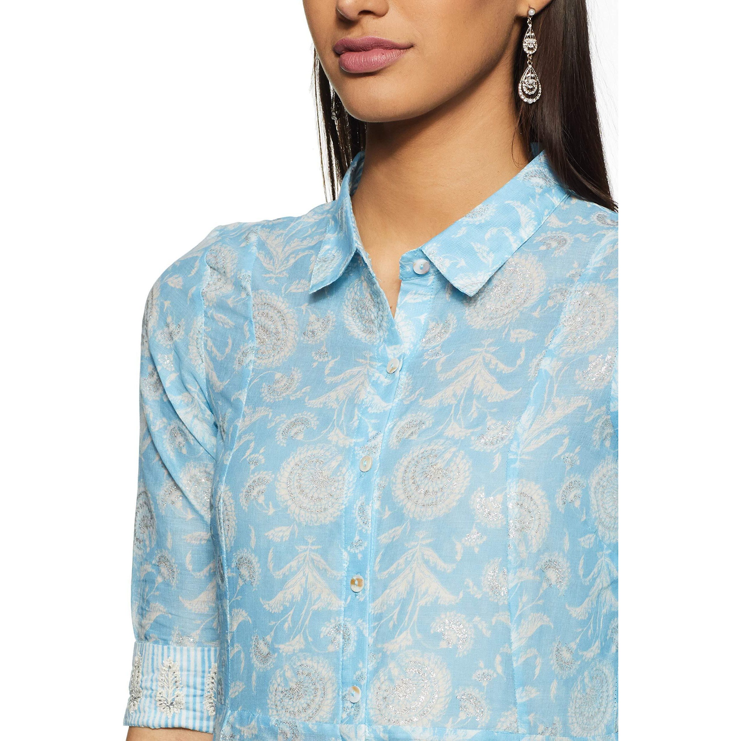 W For Woman Women's Straight Kurta (19Few11696-110869_Blue_6)