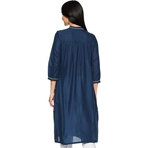 W For Woman Women's Straight Kurta (19Few11751-210836_Navy_8)