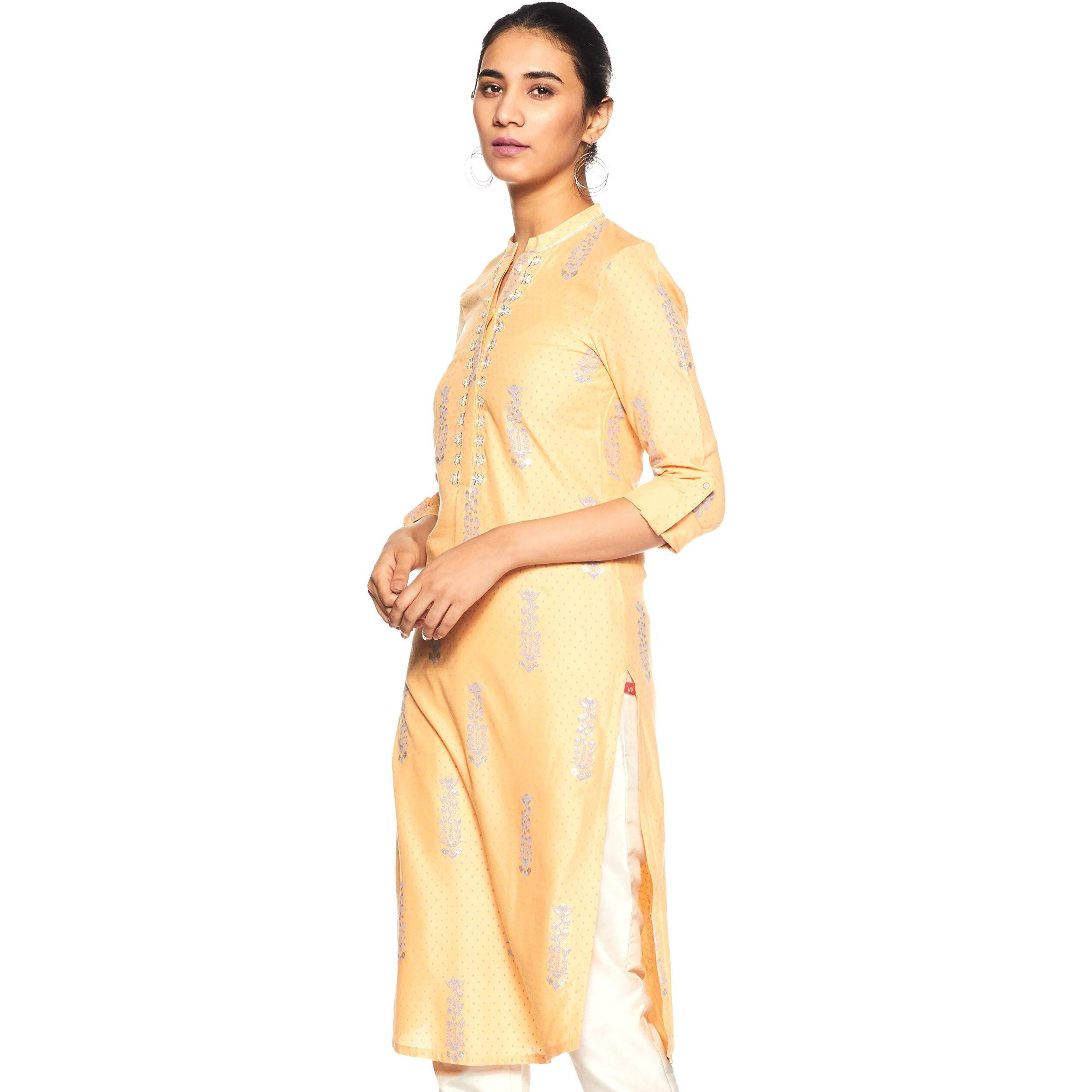 W For Woman Women's Synthetic Kurta (19Few11876-111318_Orange_M (10))