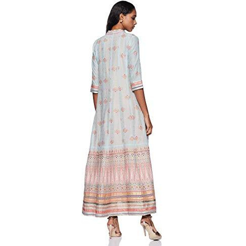 W For Woman Women's Cotton Straight Fit Kurta (19Few12336-112496_Blue_12)