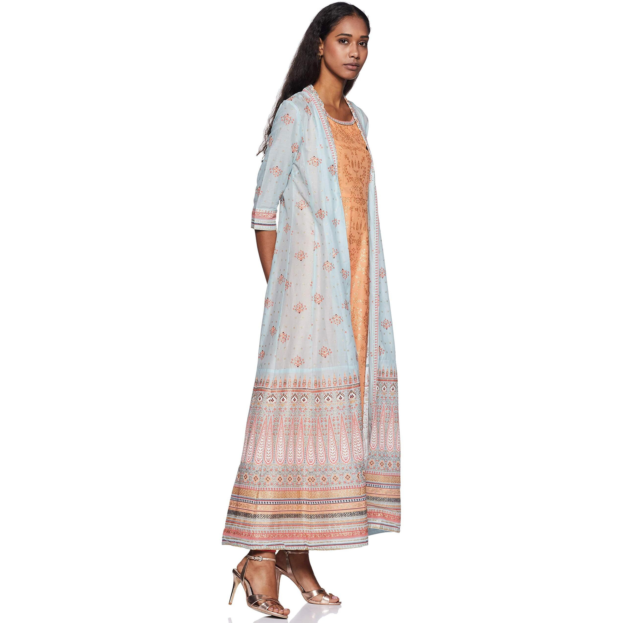 W For Woman Women's Cotton Straight Fit Kurta (19Few12336-112496_Blue_12)
