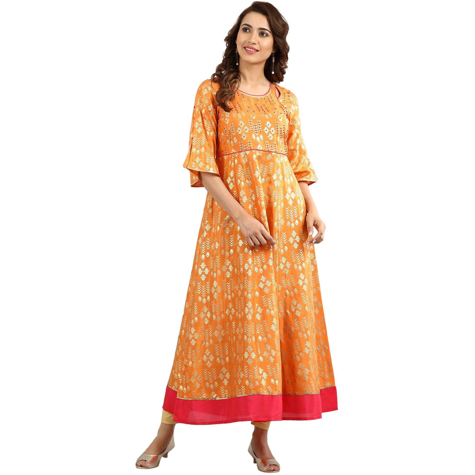 Aurelia Women A-Line Maxi Rayon Dress (19Aua10796-500616_Orange_S)