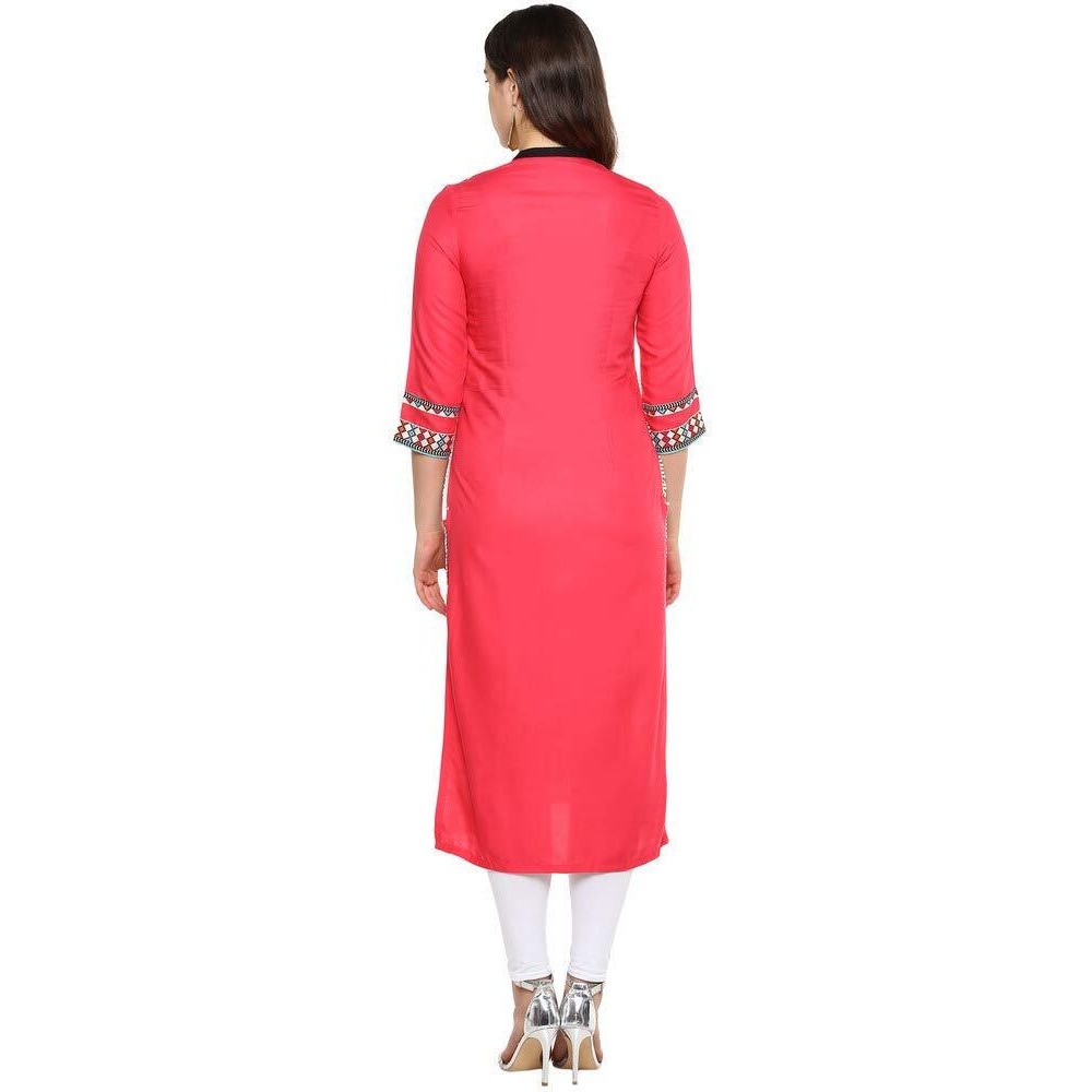 W For Woman Women's Rayon Kurta (19Few17426-12355_Pink_6)
