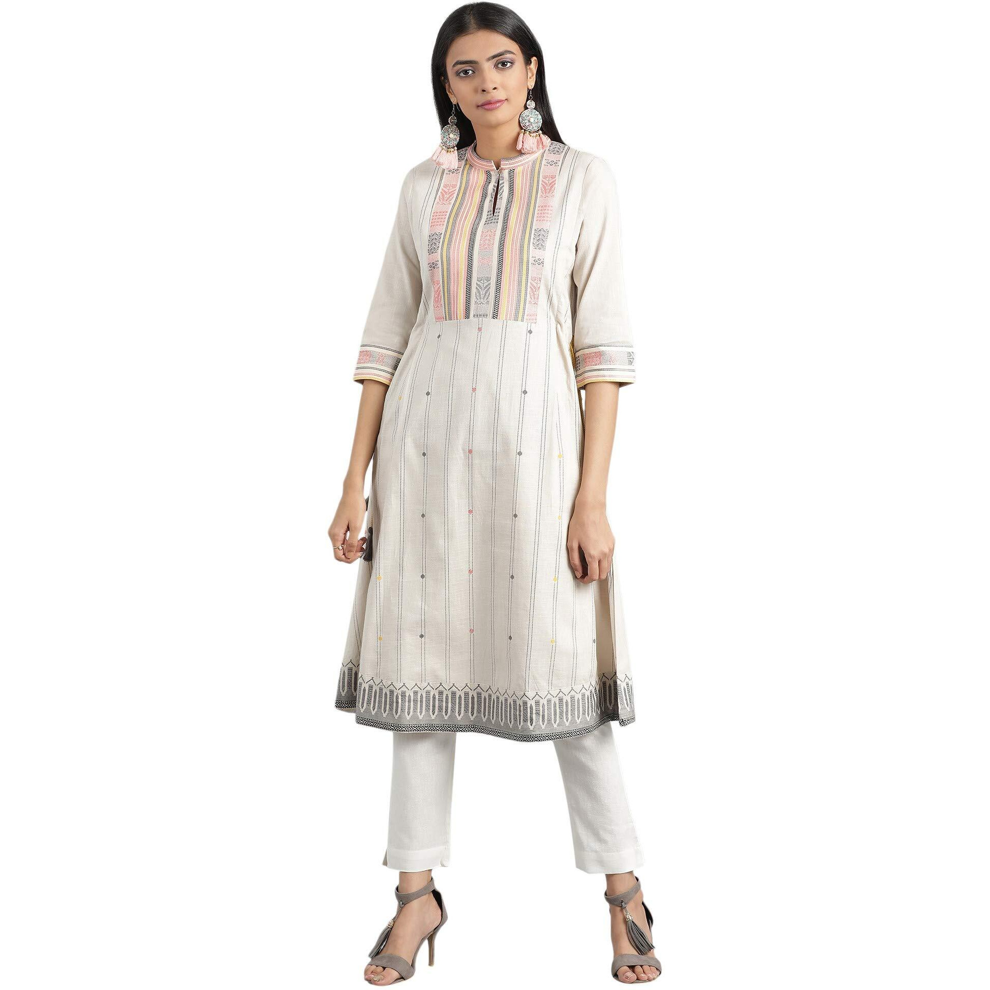 W For Woman Women's Cotton Dress (19Auw12271-112440_Beige_S (8))