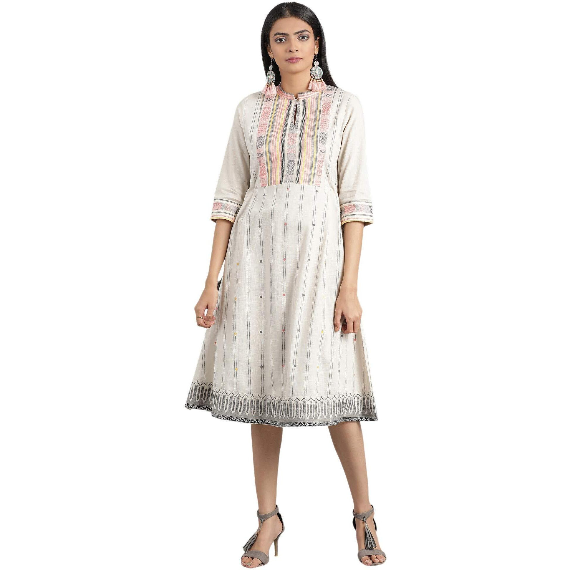 W For Woman Women's Cotton Dress (19Auw12271-112440_Beige_S (8))