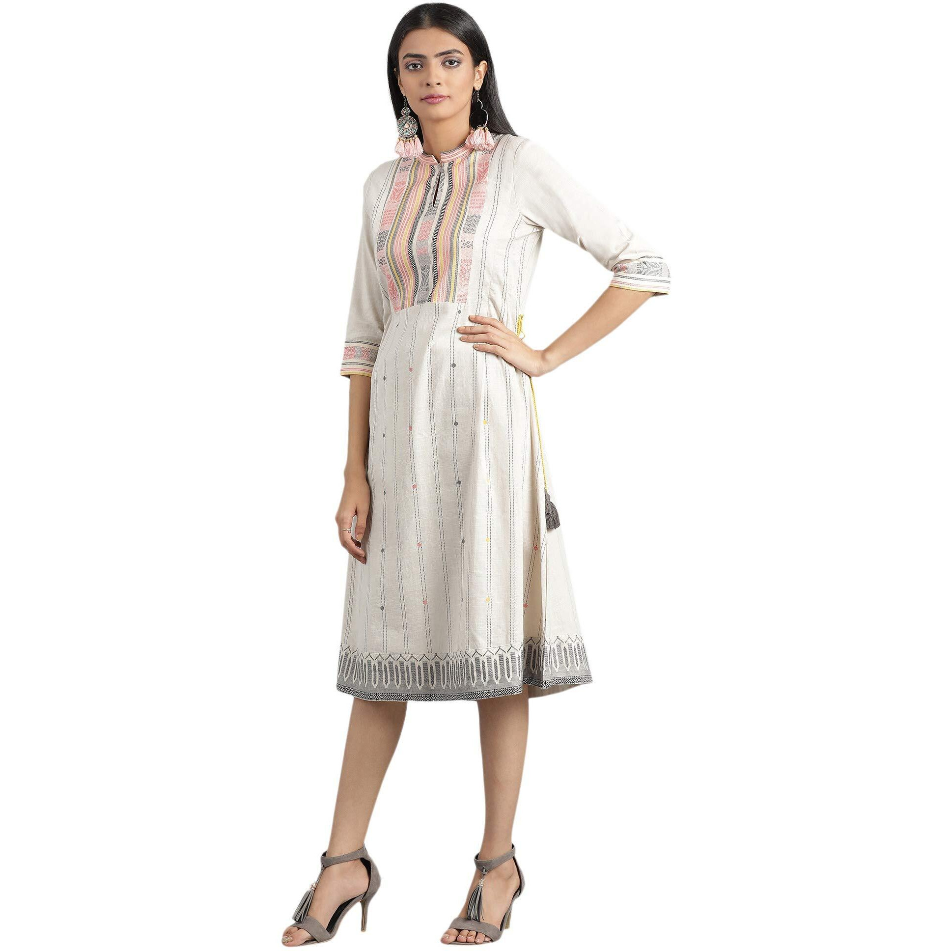 W For Woman Women's Cotton Dress (19Auw12271-112440_Beige_S (8))