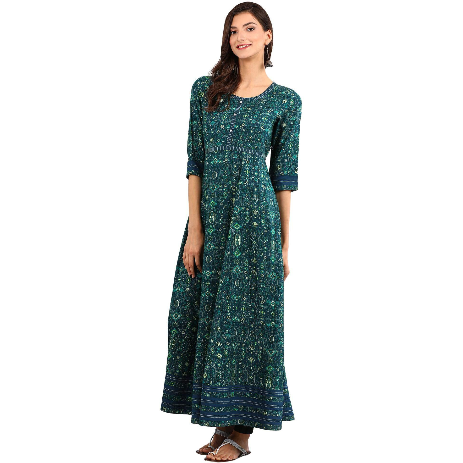 Aurelia Women's Rayon Empire Maxi Dress (19Aua11112-500982_Green_X-Small)