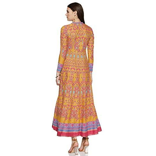 W For Woman Women's Rayon Empire Knee-Long Dress (19Auw12496-112328_Yellow_Xs (6))
