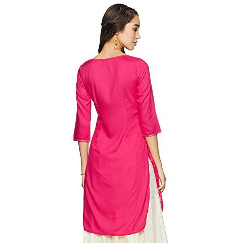 W For Woman Women's Rayon Kurta (19Auw13036-213008_Pink_Xs (6))
