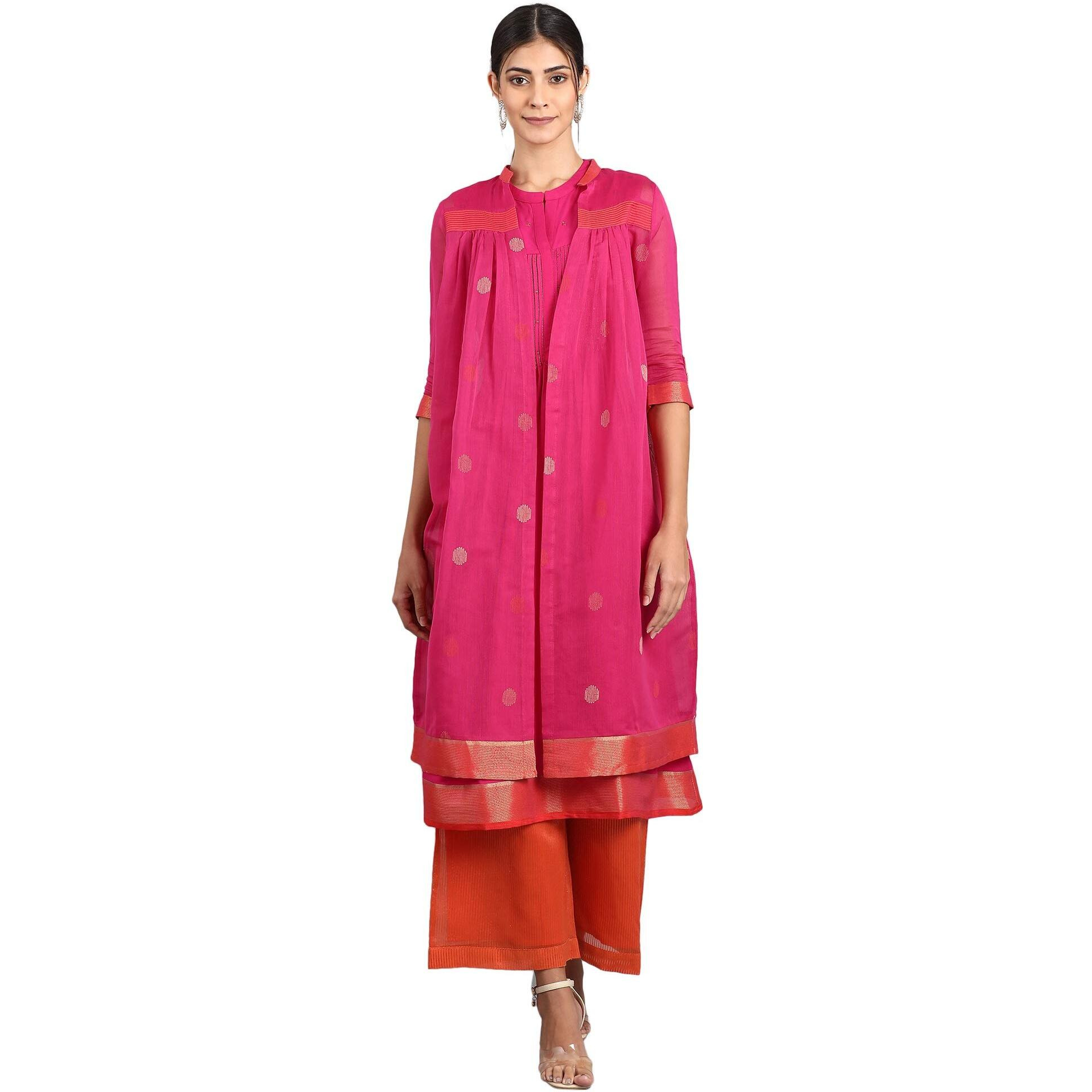 W For Woman Women's Rayon Salwar Suit Set (19Auws12903-212656_Pink_S (8))