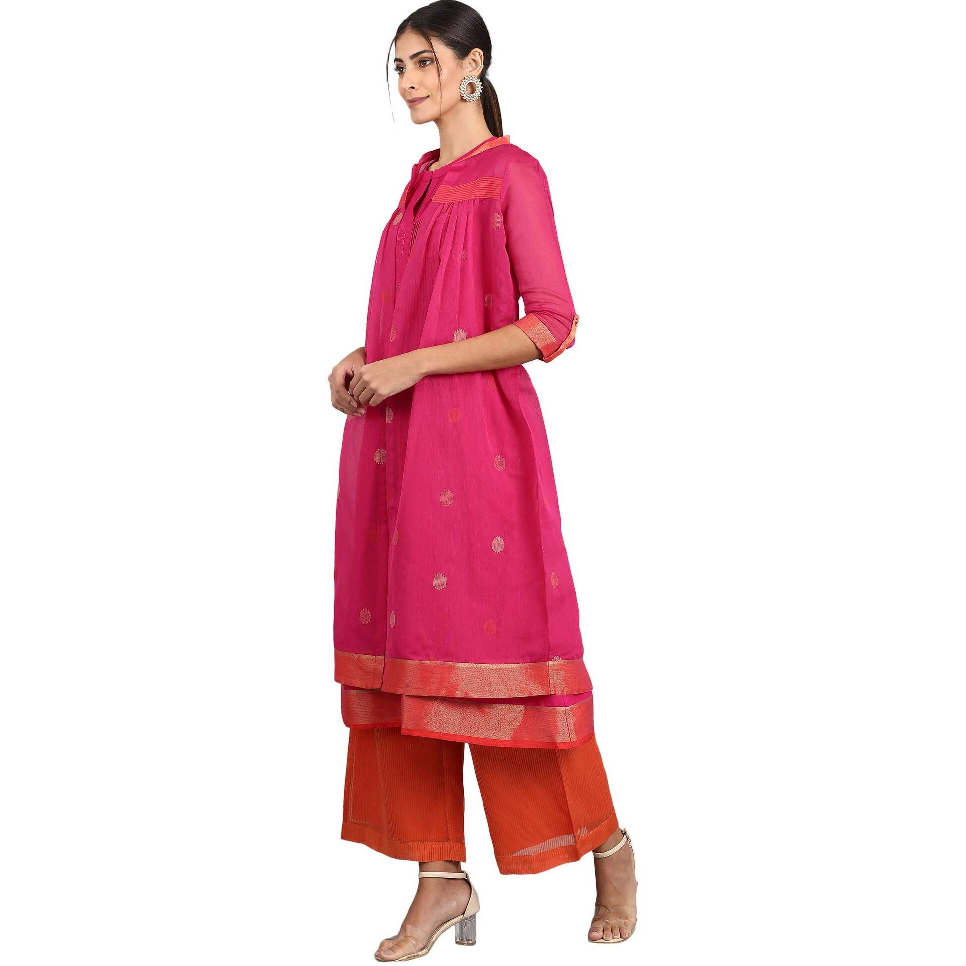 W For Woman Women's Rayon Salwar Suit Set (19Auws12903-212656_Pink_S (8))