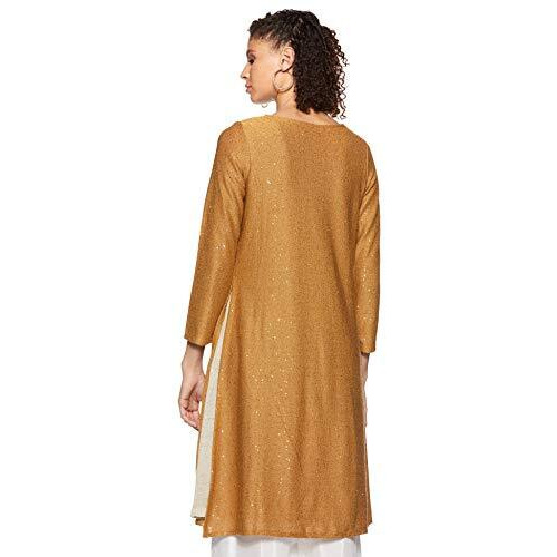 W For Woman Women's Georgette Kurta (19Now12934-212178_Mustard_10 (Medium))