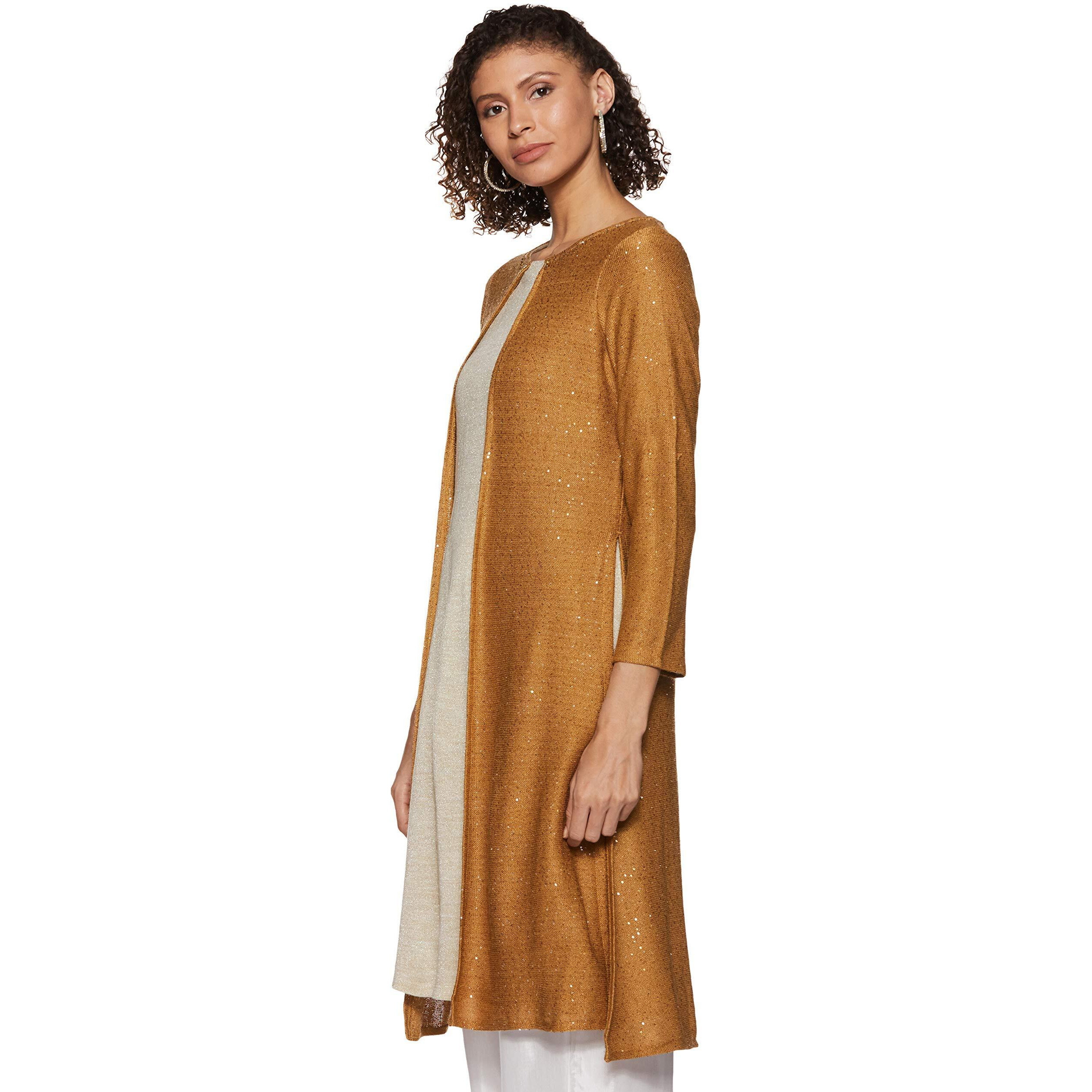 W For Woman Women's Georgette Kurta (19Now12934-212178_Mustard_10 (Medium))