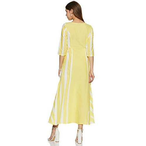 W For Woman Cotton A-Line Dress (20Fea11314-700924_Yellow_Large)