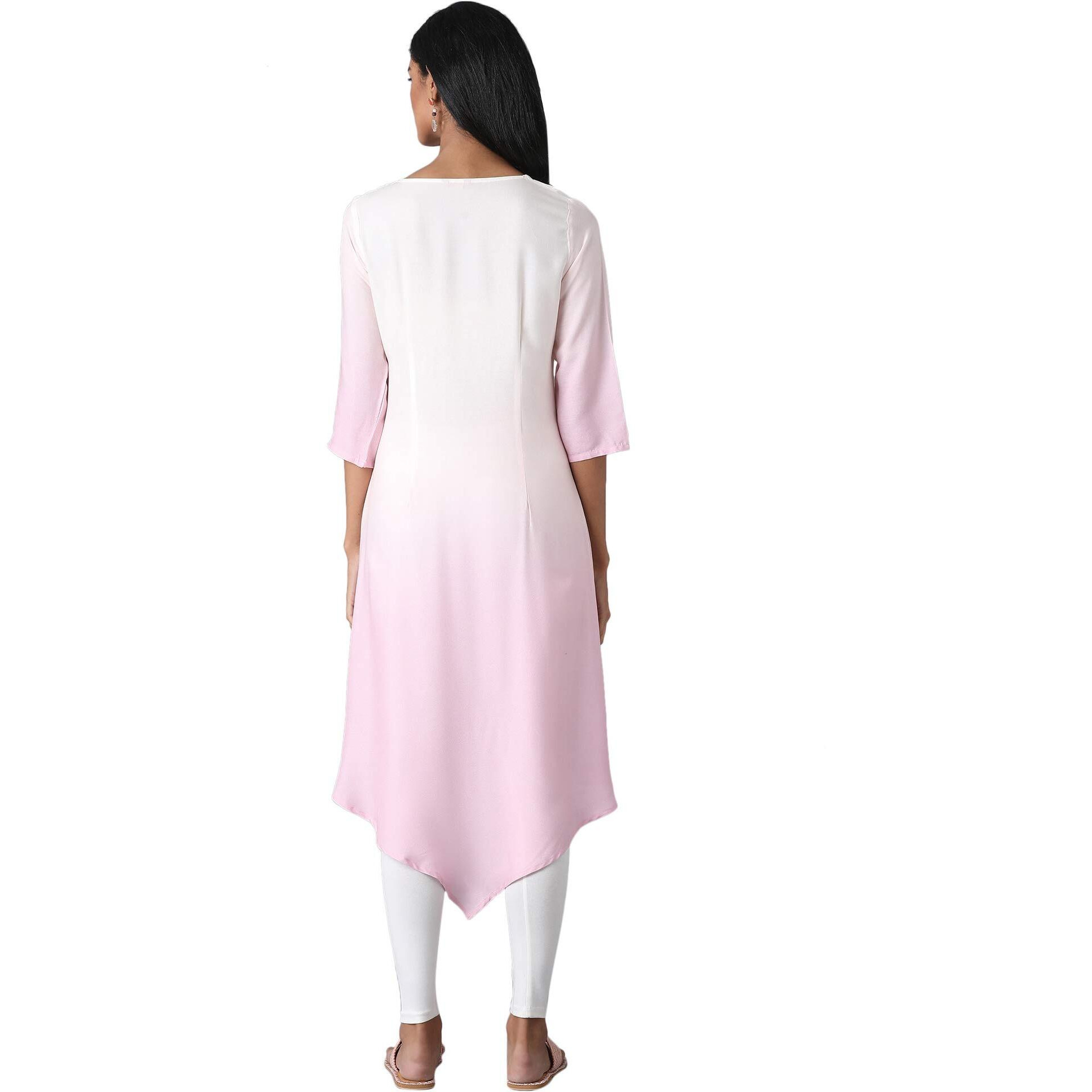 W For Woman Women's Viscose Regular Kurta (21Few13557-114370_Bubblegum Pink_16)