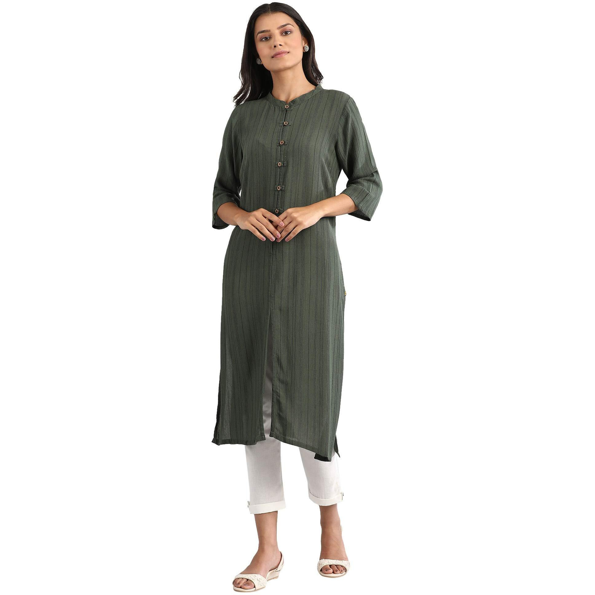 Aurelia Women's Rayon Regular Kurta (21Fea11527-701489_Green_M)