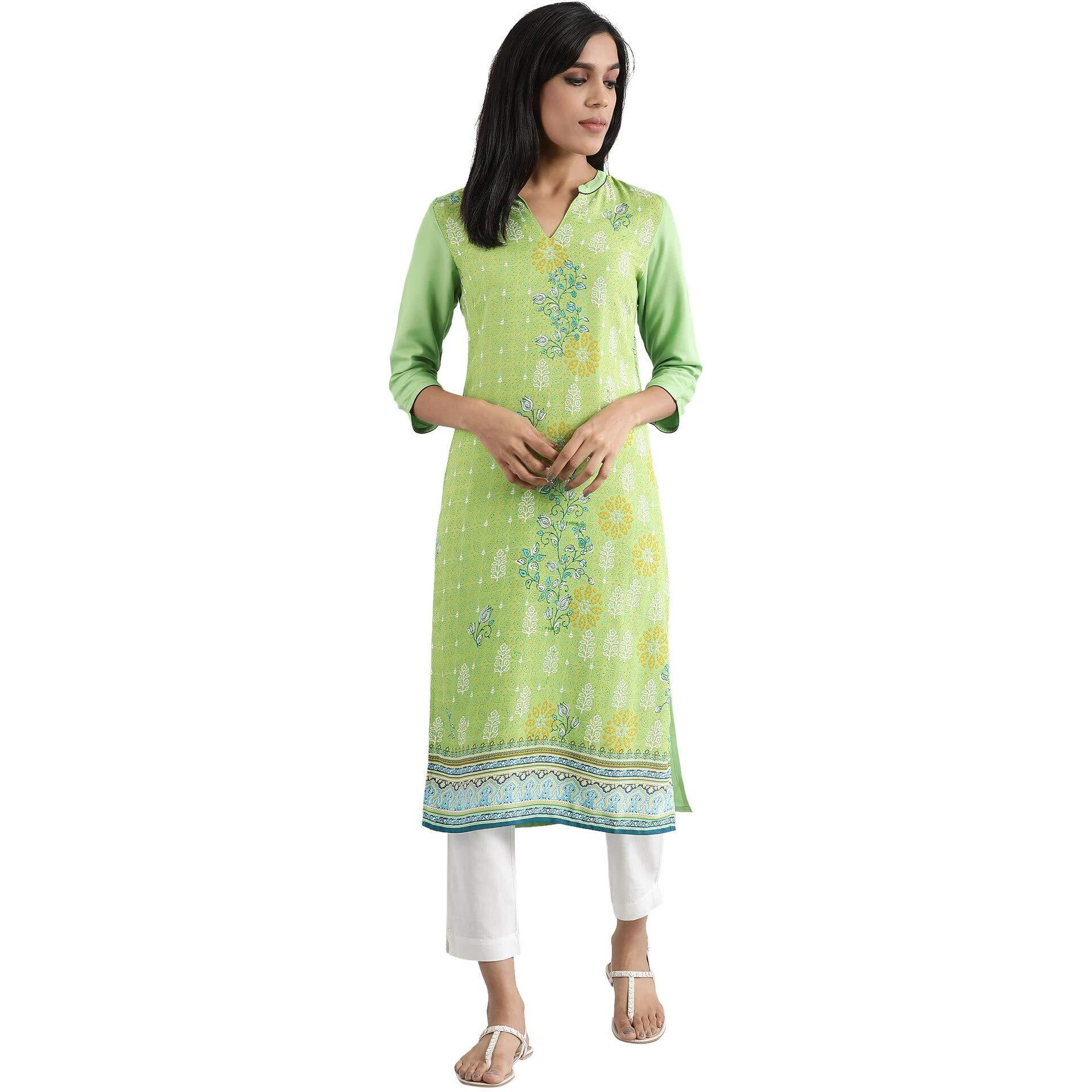 Aurelia Women's Rayon Regular Kurta (20Cra12082-502756_Green_Xs)