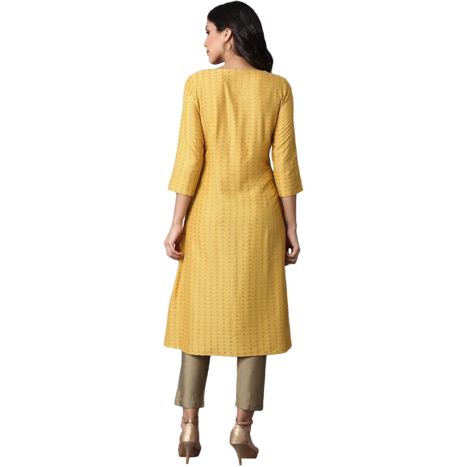 W For Woman Yellow A-Line Kurta_20Auw13748-114724_Xs