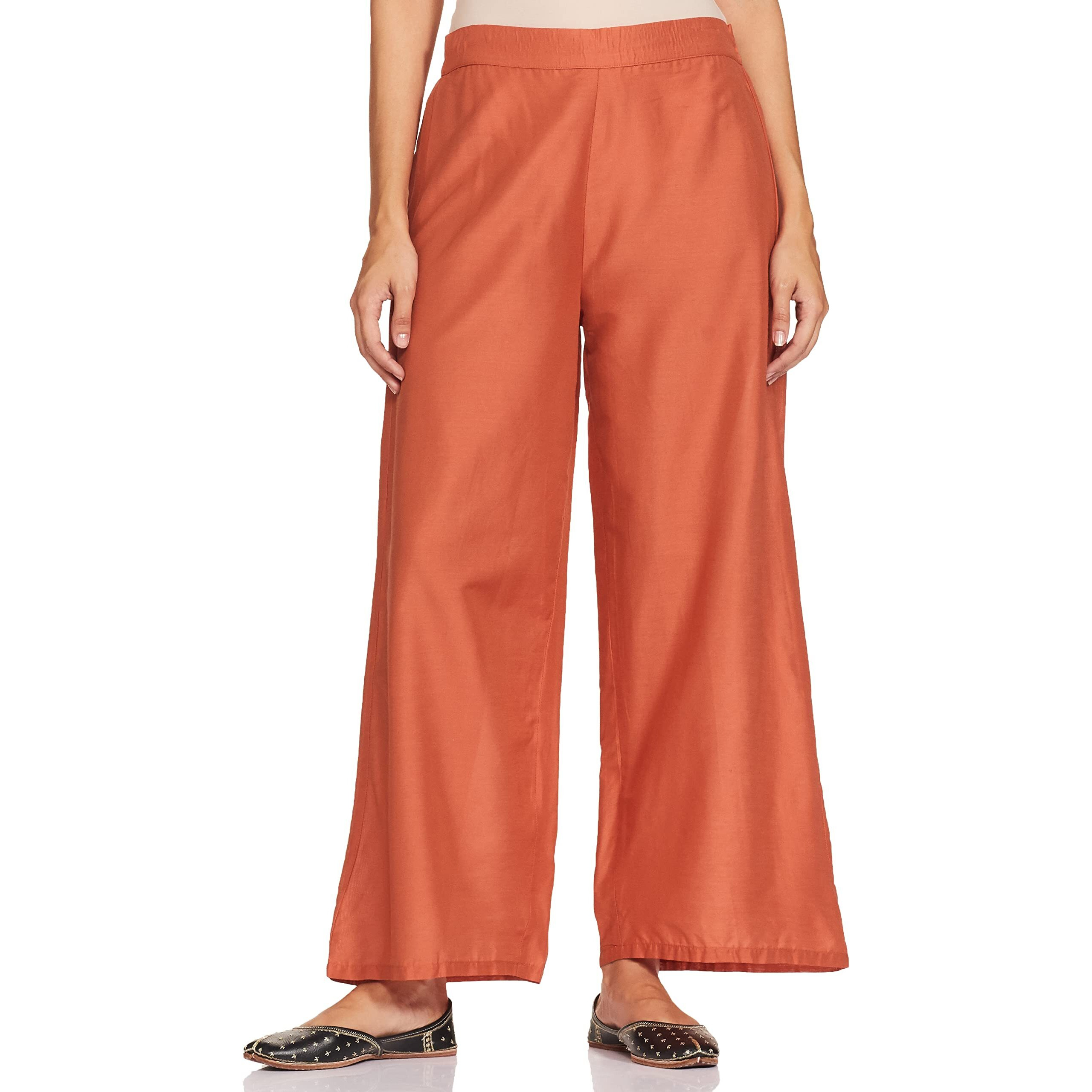 W For Woman W Strechable Parallel Pants For Women | Trousers For Women Orange