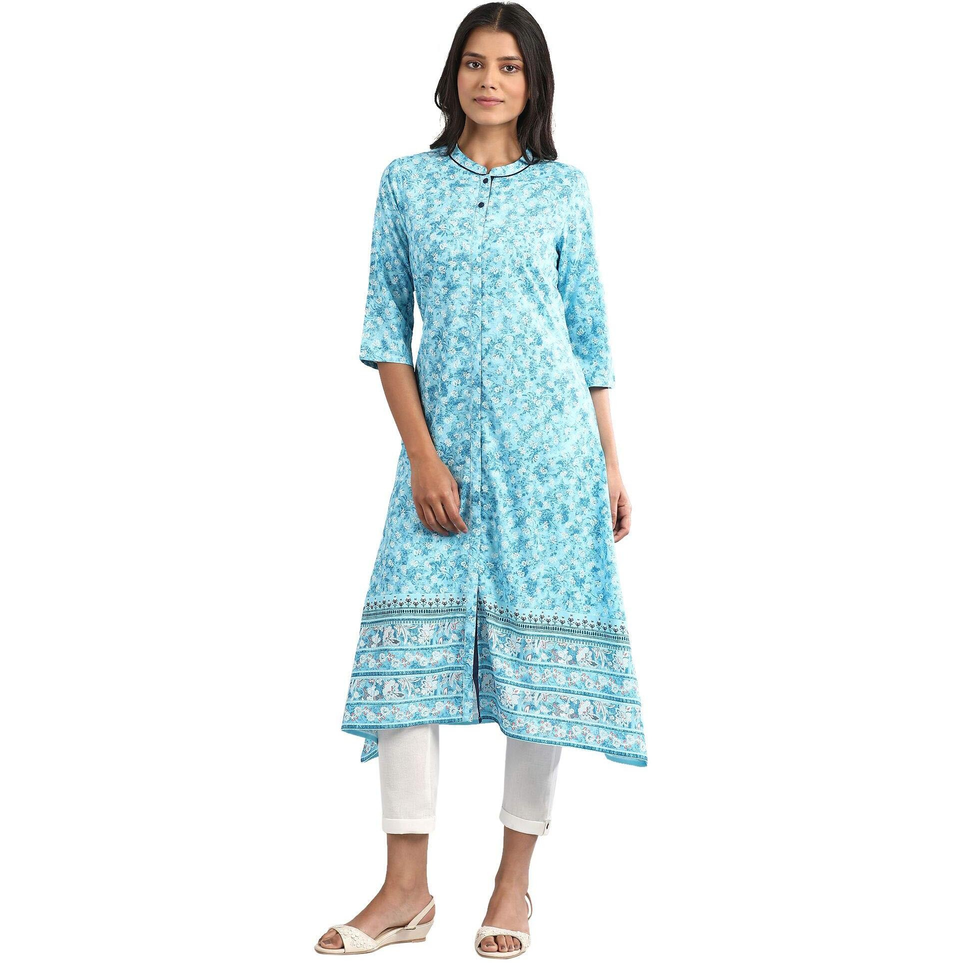 Aurelia Women's Rayon Regular Kurta (21Fea11775-502290_Blue_S)