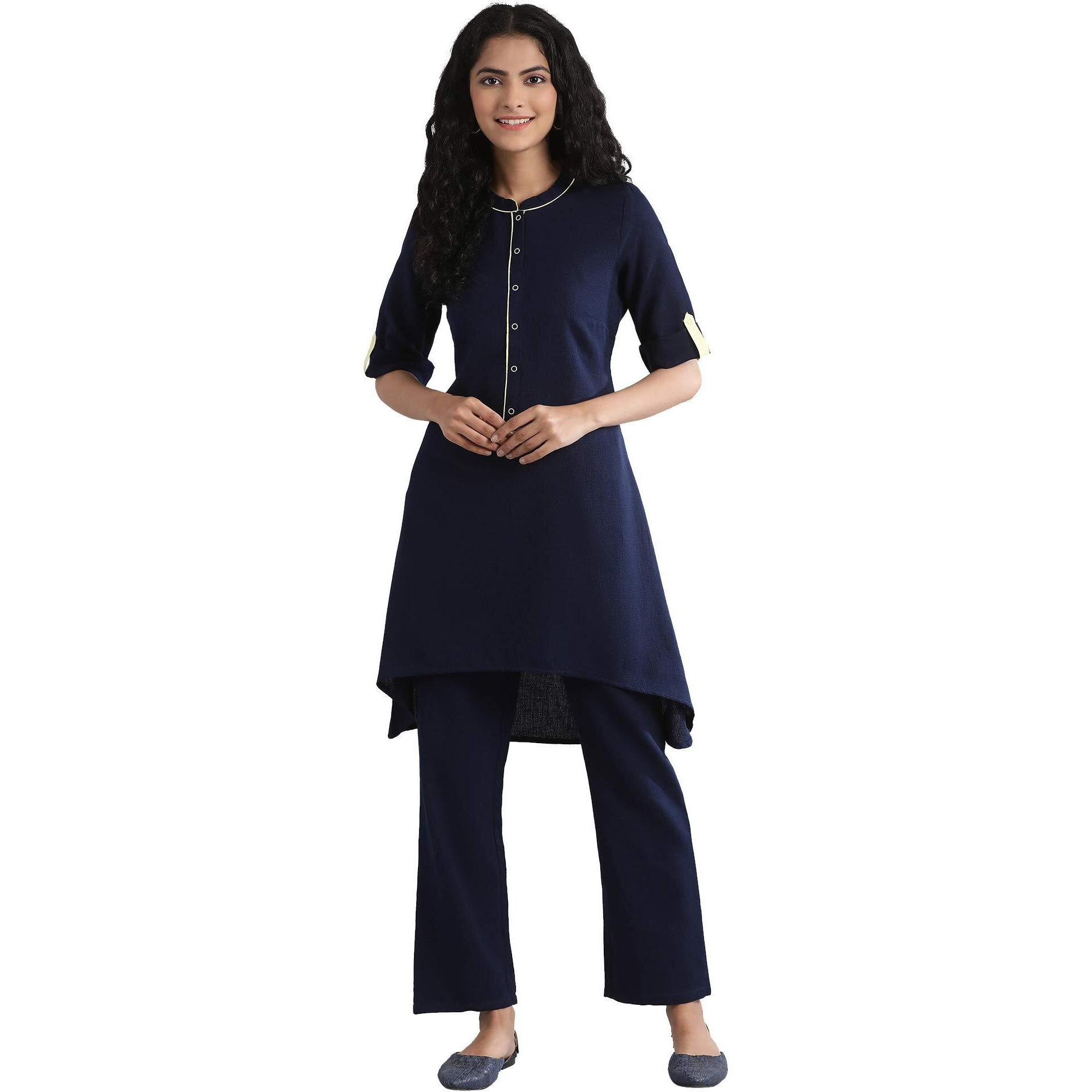 Aurelia Women's Regular Kurta (21Feas11849-701242_Blue Xl)