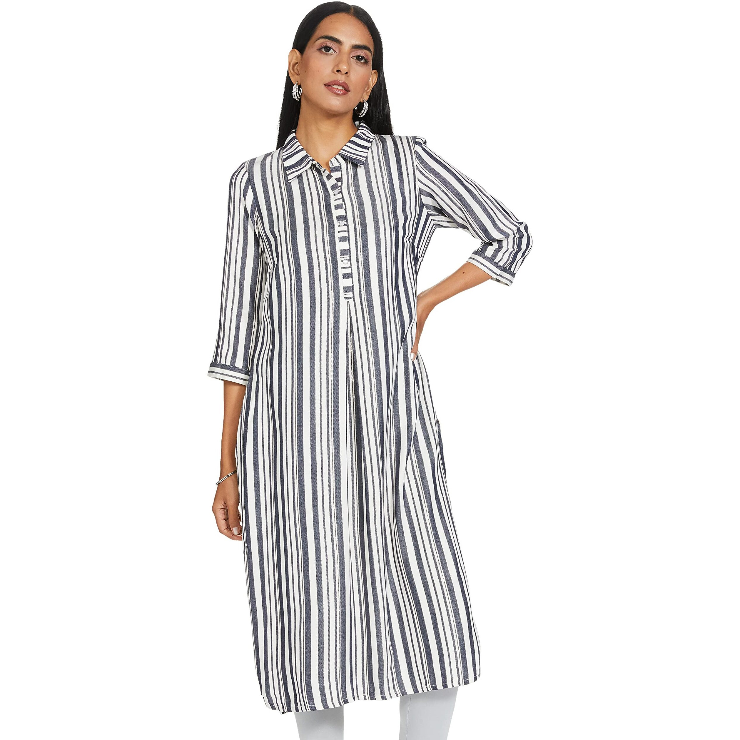 Aurelia Women's Rayon Regular Kurta (21Fea11787-701530_Navy_Xs)
