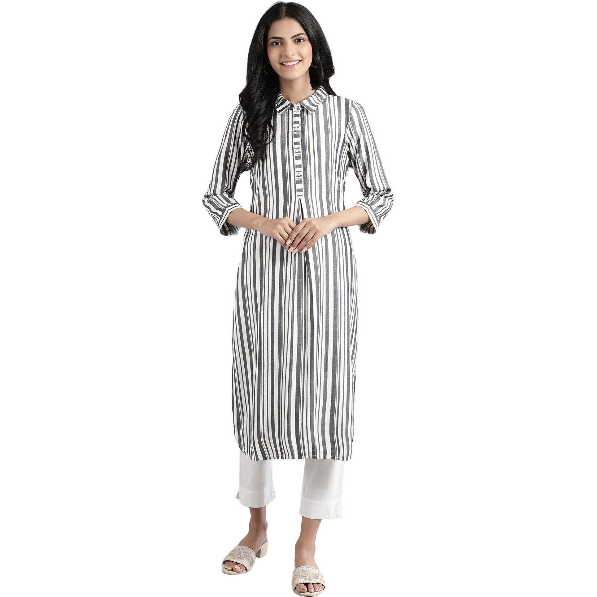 Aurelia Women's Rayon Regular Kurta (21Fea11787-701530_Navy_Xs)