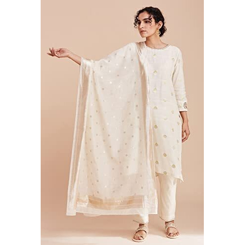Ecru Chanderi Jacquard Drape