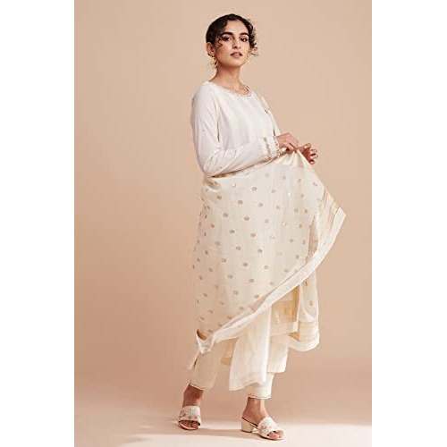 Ecru Chanderi Jacquard Drape