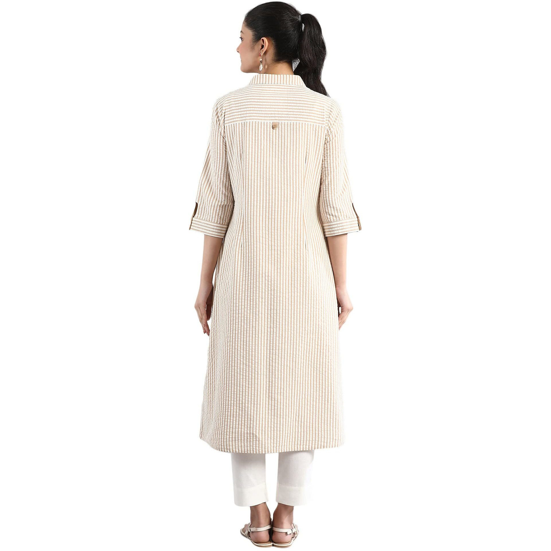 Aurelia Women's Cotton Regular Kurta (21Fea12224-702103_Beige_Xs)