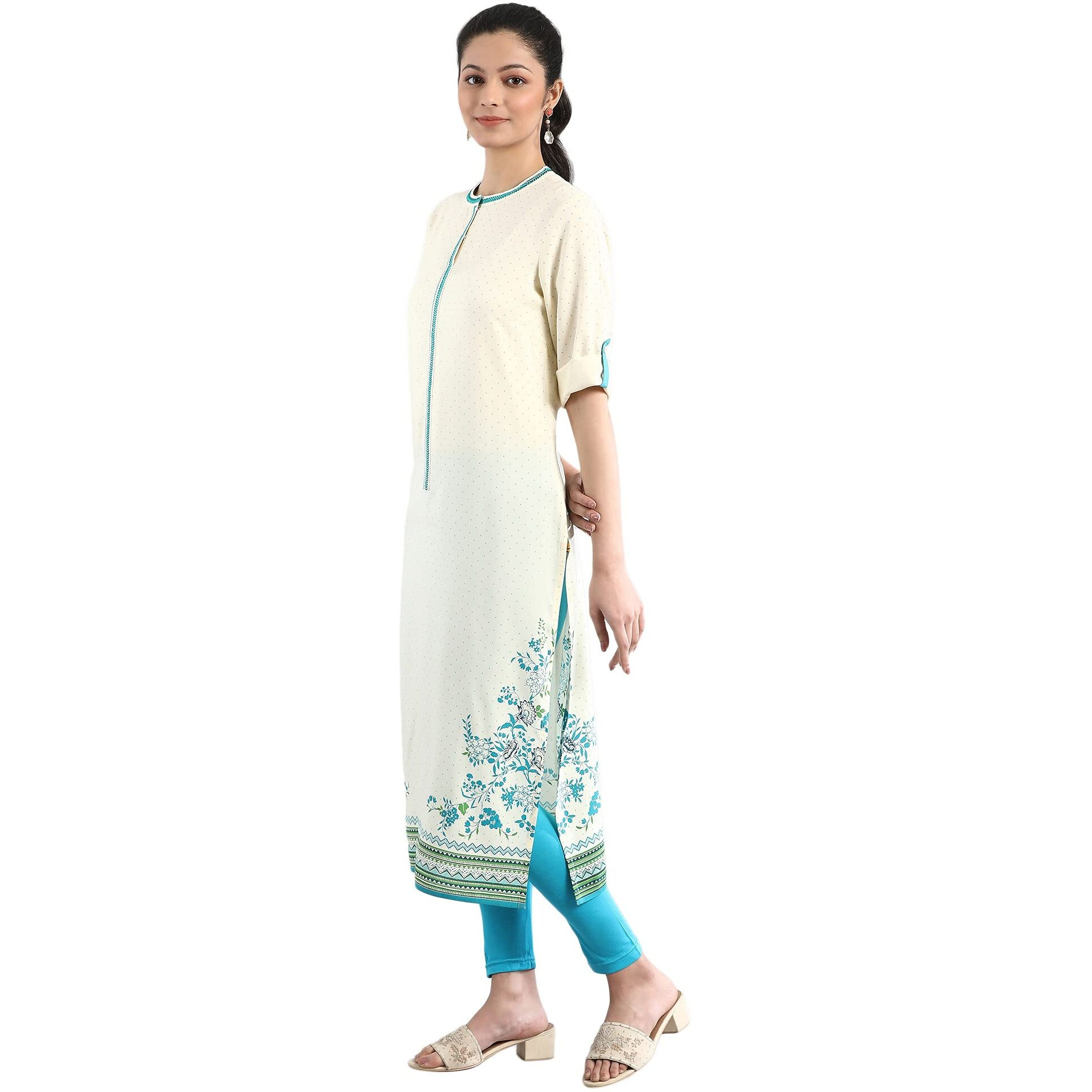 Aurelia Women's Viscose Regular Kurta (21Fea12278-502824_White_L)