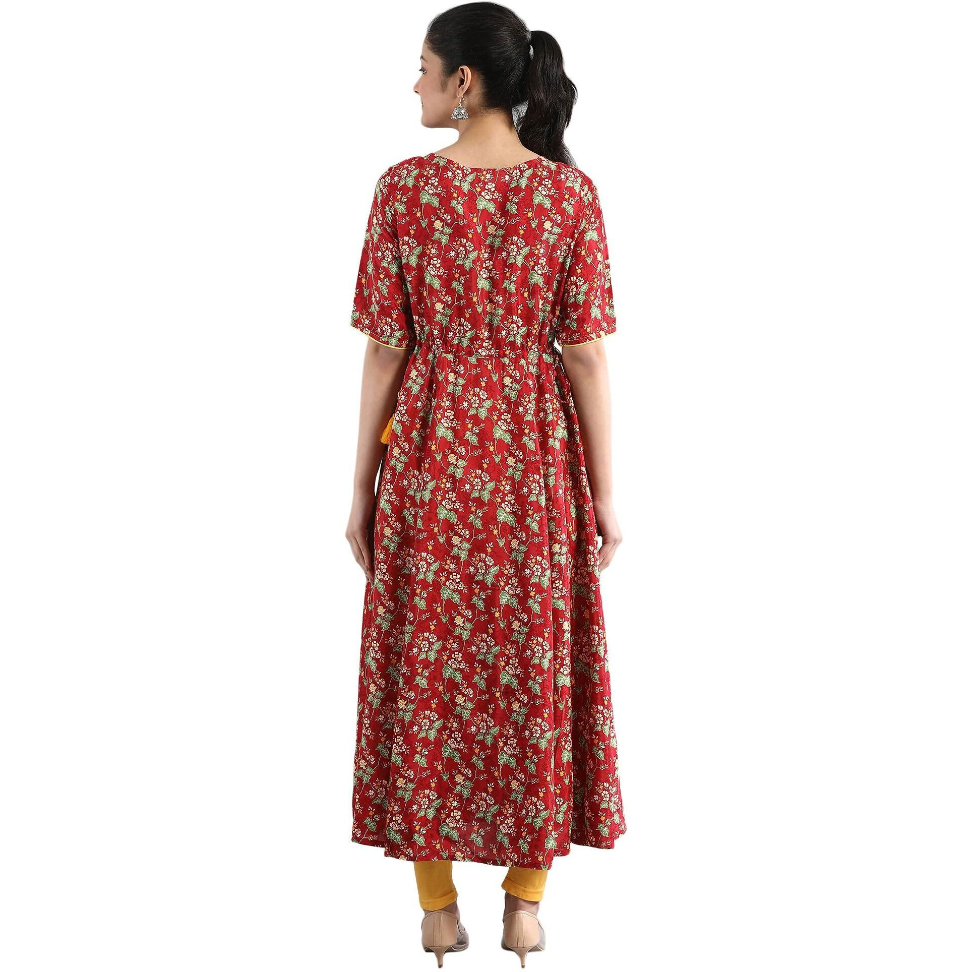 Aurelia Women's Polyester Loose Kurta (21Fea12287-502807_Brown_M)